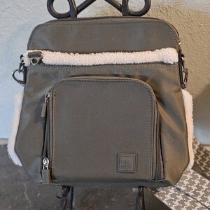 Chic Olive Crossbody Bag with Cream Accents